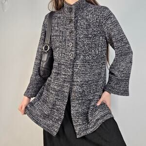 Babydoll Mock Neck Cardigan Sweater Size Large Dark Academia  Downtown Girl